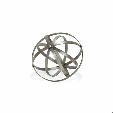Homeroots 8 in. Speckled Gray Metal Orb Decorative Sculpture 399656